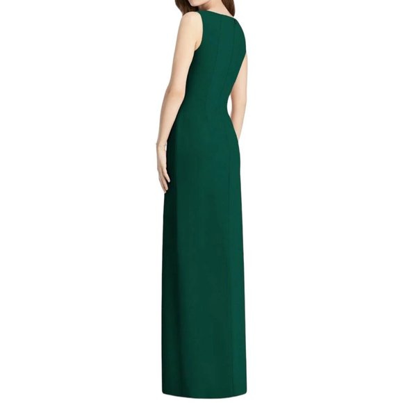 New Jenny Packham Dress Size 4 Hunter Green Drape Front High Slit JP1013 Gown - Picture 3 of 16